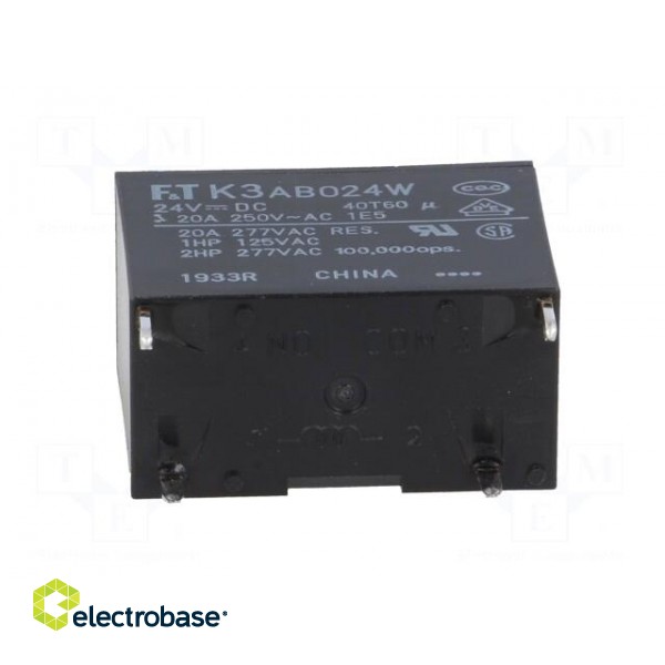 Relay: electromagnetic | SPST-NO | Ucoil: 24VDC | 25A | Series: FTR-K3 фото 5