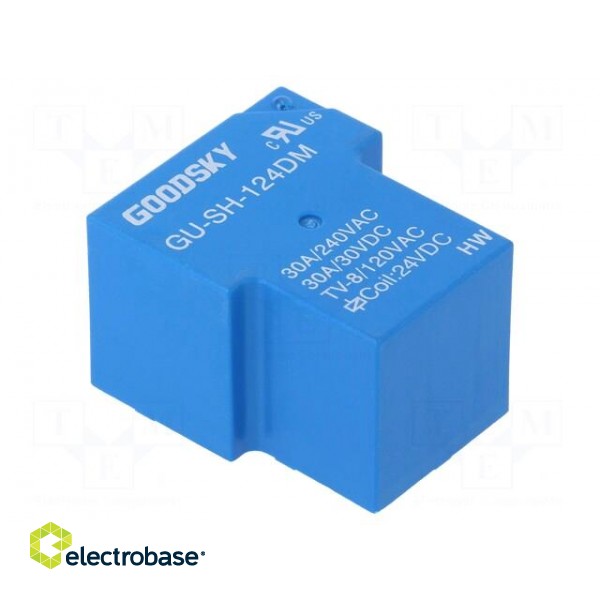 Relay: electromagnetic | SPST-NO | Ucoil: 24VDC | 30A | Series: GU | PCB image 1