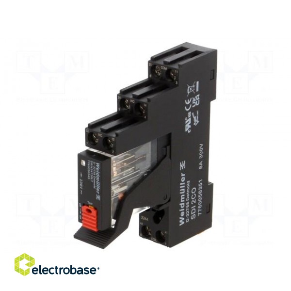 Relay: interface | DPDT | Ucoil: 230VAC | 5A | for DIN rail mounting фото 1