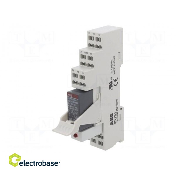 Relay: interface | DPDT | Ucoil: 230VAC | for DIN rail mounting image 1