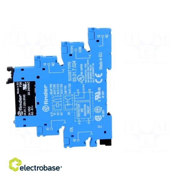 Relay: interface | SPST-NO | Ucoil: 24VDC | 2A | 2A/240VAC | IP20 image 3