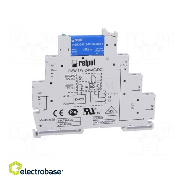 Relay: interface | SPST-NO | Ucoil: 24VDC | Ucoil: 24VAC | 1A | 1A/60VDC paveikslėlis 3
