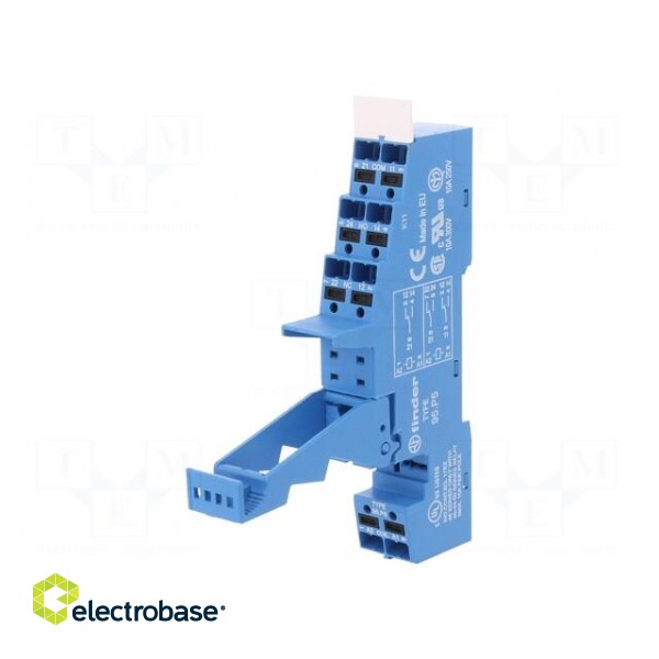 Socket | 10A | 250VAC | Mounting: DIN | Leads: spring clamps | -40÷70°C image 1