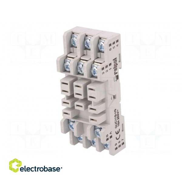 Socket | PIN: 11 | 16A | 250VAC | on panel,for DIN rail mounting image 1