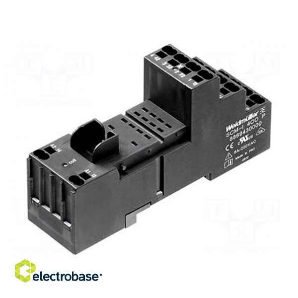 Socket | PIN: 14 | 6A | 240VAC | H: 48mm | W: 28mm | for DIN rail mounting