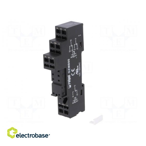 Socket | PIN: 8 | 10A | 300VAC | for DIN rail mounting | spring clamps image 1