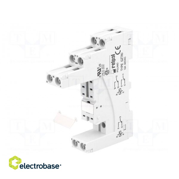 Socket | PIN: 8 | 12A | 300VAC | on panel,for DIN rail mounting image 1
