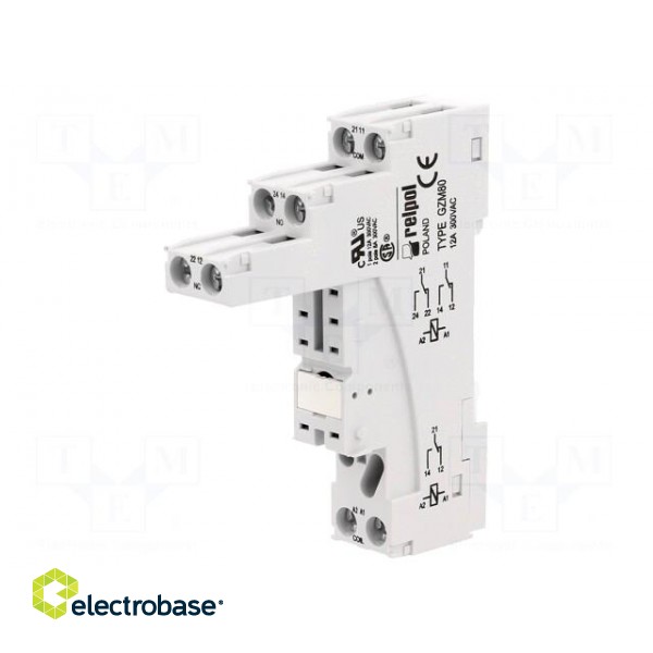 Socket | PIN: 8 | 12A | 300VAC | on panel,for DIN rail mounting image 1