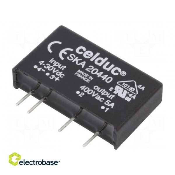 Relay: solid state | SPST-NO | Ucntrl: 4÷30VDC | 5A | 12÷460VAC