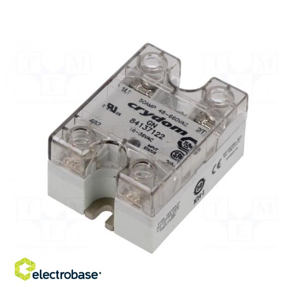 Relay: solid state | Ucntrl: 18÷36VAC | 50A | 48÷660VAC