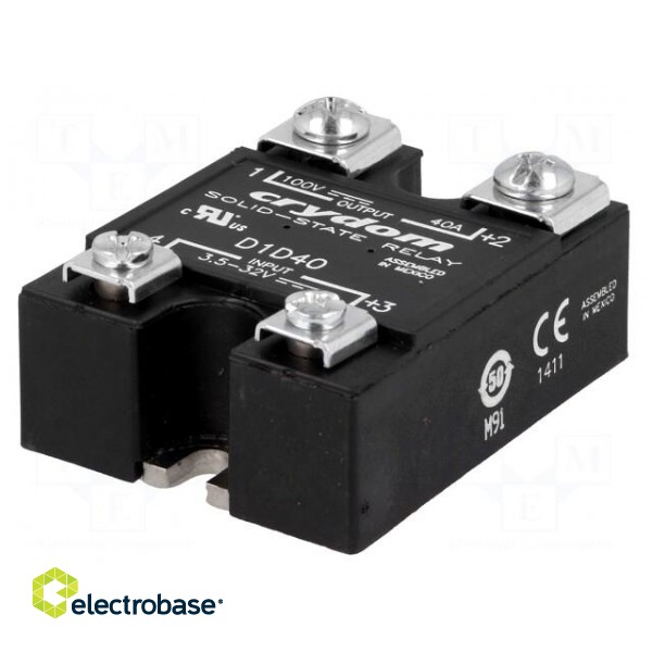 Relay: solid state | Ucntrl: 3.5÷32VDC | 40A | 1÷100VDC | -40÷100°C image 1