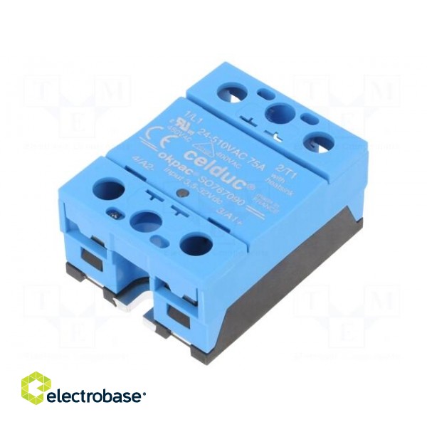 Relay: solid state | Ucntrl: 3.5÷32VDC | 75A | 24÷510VAC | -40÷100°C
