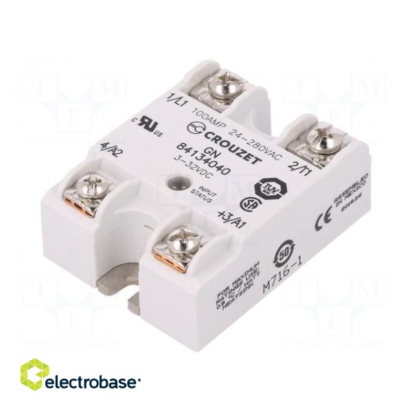 Relay: solid state | Ucntrl: 3÷32VDC | 100A | 24÷280VAC | on panel image 1