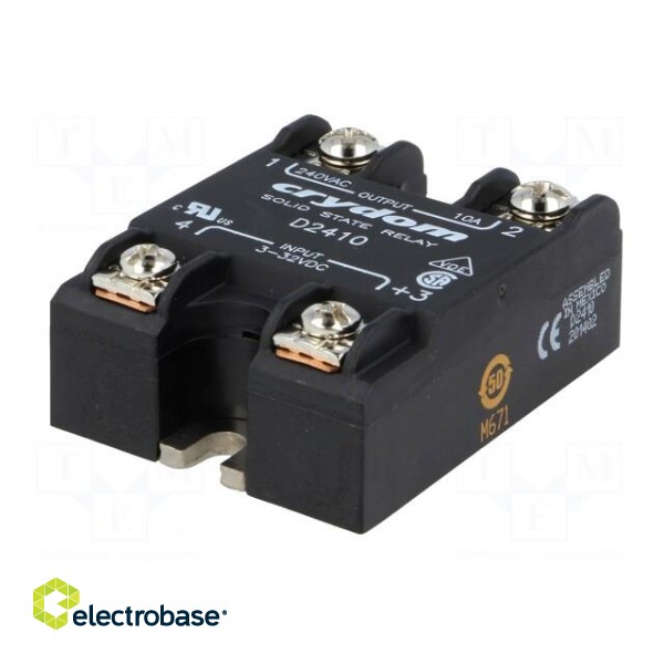 Relay: solid state | Ucntrl: 3÷32VDC | 10A | 24÷280VAC | -40÷80°C | IP00 image 2
