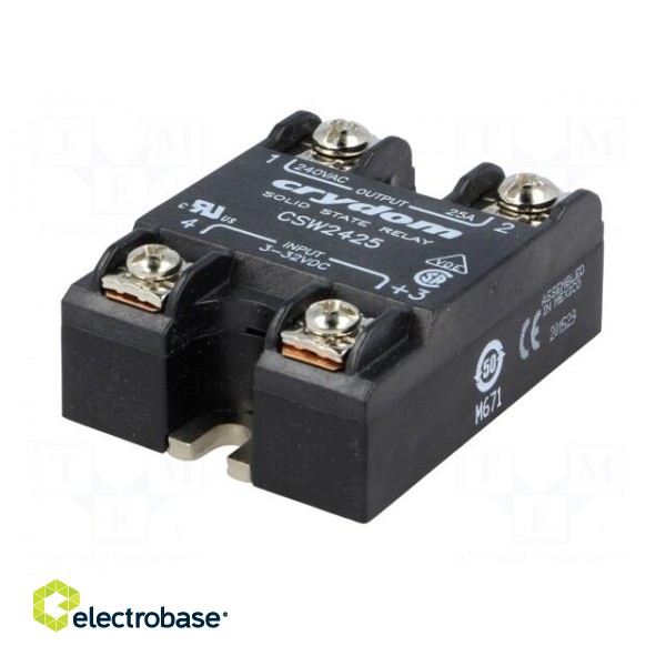 Relay: solid state | Ucntrl: 3÷32VDC | 25A | 24÷280VAC | -40÷80°C | IP00 image 2
