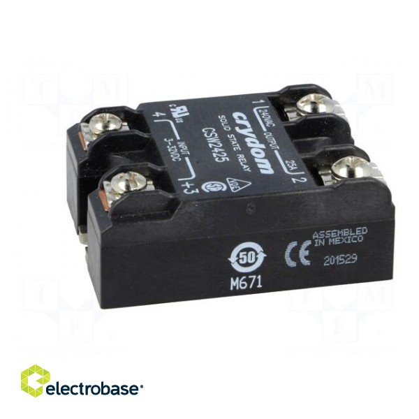 Relay: solid state | Ucntrl: 3÷32VDC | 25A | 24÷280VAC | -40÷80°C | IP00 фото 3