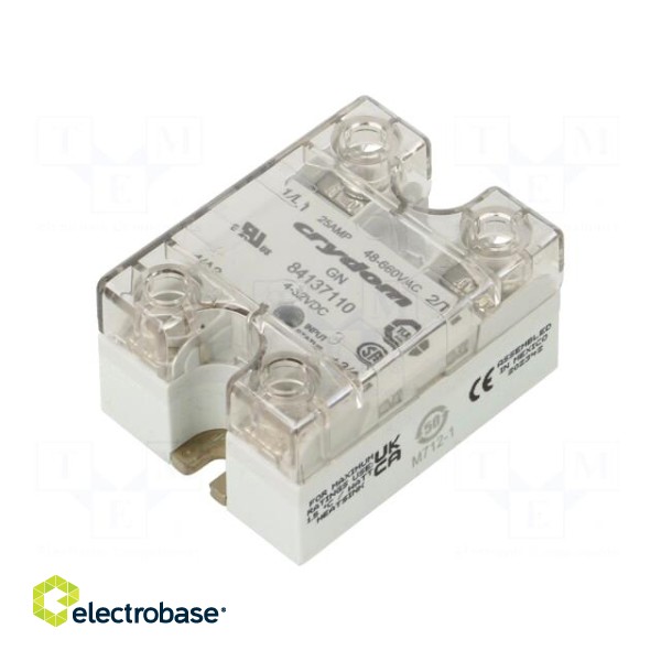 Relay: solid state | Ucntrl: 3÷32VDC | 25A | 48÷660VAC | on panel | IP20