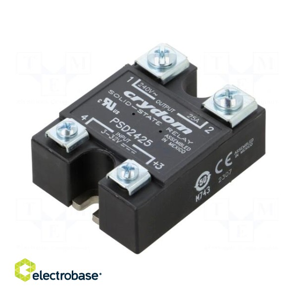 Relay: solid state | Ucntrl: 3÷32VDC | 25A | 90÷280VAC | -40÷80°C | IP00