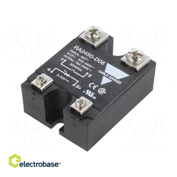 Relay: solid state | Ucntrl: 3÷32VDC | 50A | 24÷280VAC | -20÷70°C фото 1