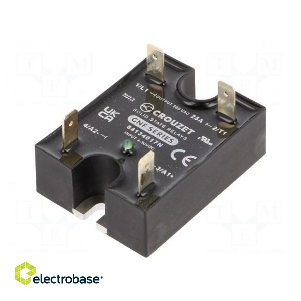 Relay: solid state | Ucntrl: 4÷30VDC | 25A | 24÷280VAC | -40÷80°C | IP20