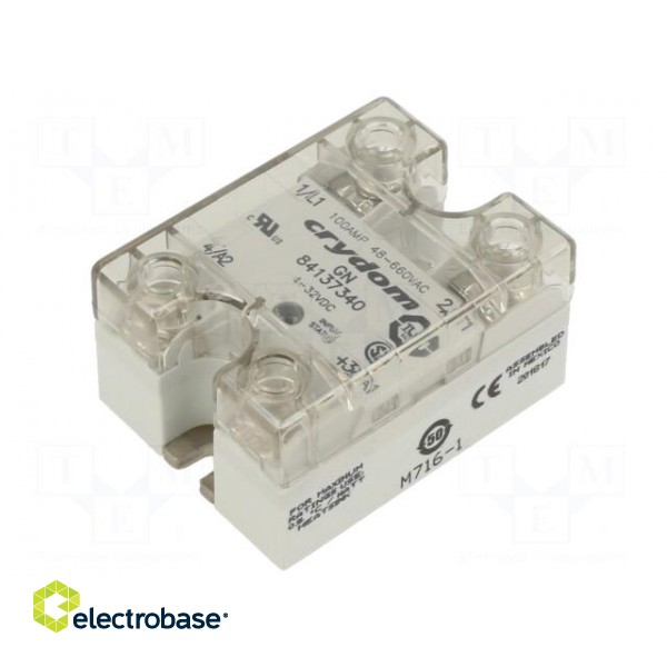 Relay: solid state | Ucntrl: 4÷32VDC | 100A | 48÷660VAC