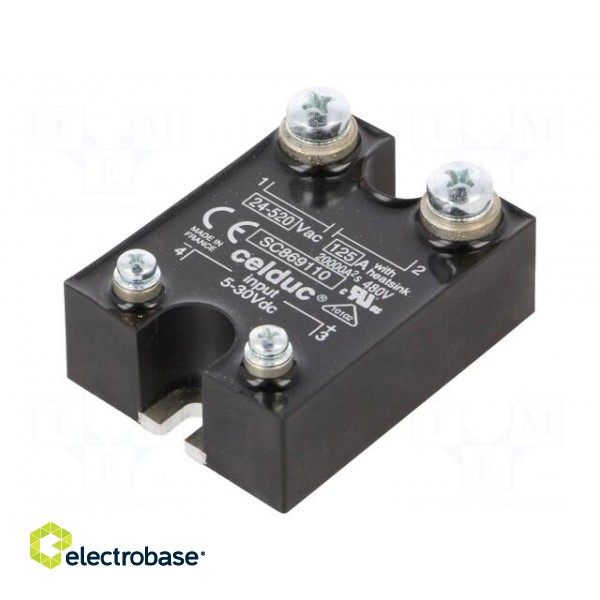 Relay: solid state | Ucntrl: 5÷30VDC | 125A | 24÷520VAC | -40÷100°C