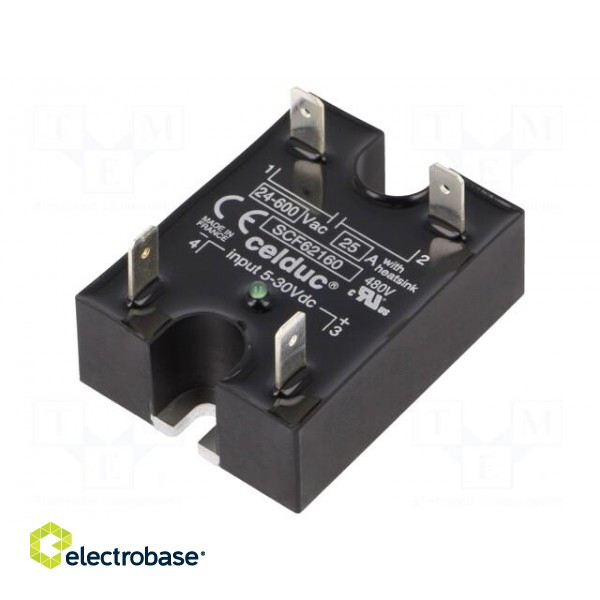 Relay: solid state | Ucntrl: 5÷30VDC | 25A | 24÷600VAC | -40÷100°C