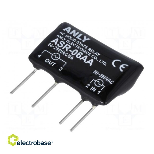 Relay: solid state | Ucntrl: 80÷280VAC | 6A | 24÷280VAC | THT | SIP
