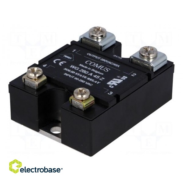 Relay: solid state | Ucntrl: 90÷280VAC | 45A | 24÷280VAC | -20÷80°C image 1