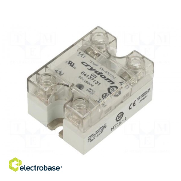 Relay: solid state | Ucntrl: 90÷280VAC | 75A | 48÷660VAC