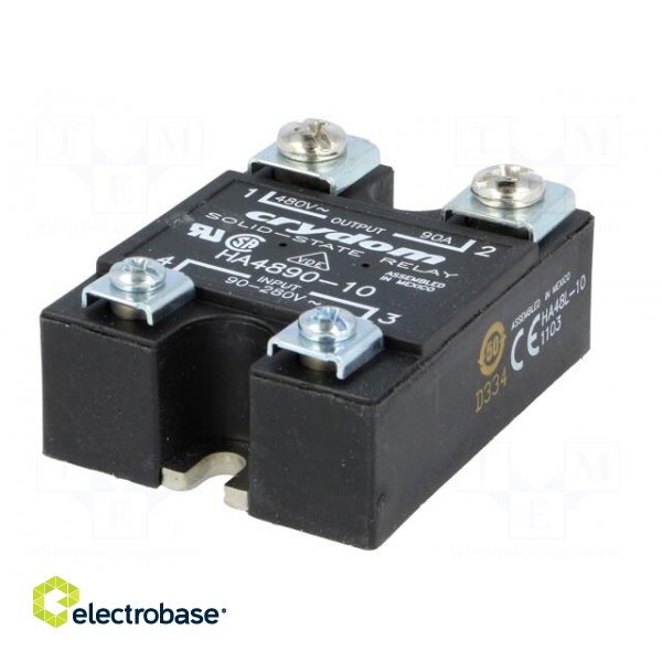 Relay: solid state | Ucntrl: 90÷280VAC | 90A | 48÷530VAC | -40÷80°C image 2