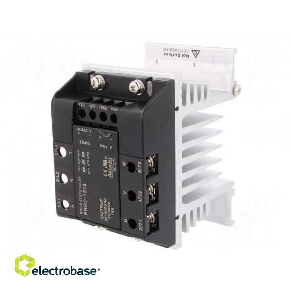 Relay: solid state | Ucntrl: 4÷30VDC | 15A | 24÷240VAC | 3-phase | DIN image 1