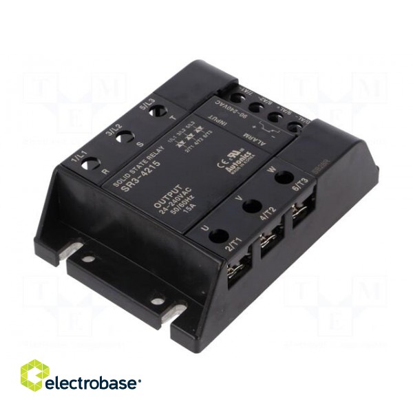 Relay: solid state | Ucntrl: 90÷240VAC | 15A | 24÷240VAC | 3-phase image 1