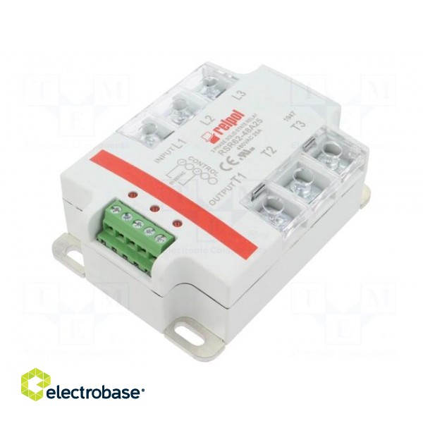Relay: solid state | Ucntrl: 90÷280VAC | 25A | 24÷530VAC | 3-phase image 1