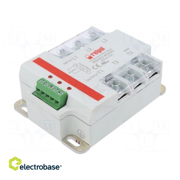 Relay: solid state | 25A | Uswitch: 24÷660VAC | 3-phase | Series: RSR62 image 1