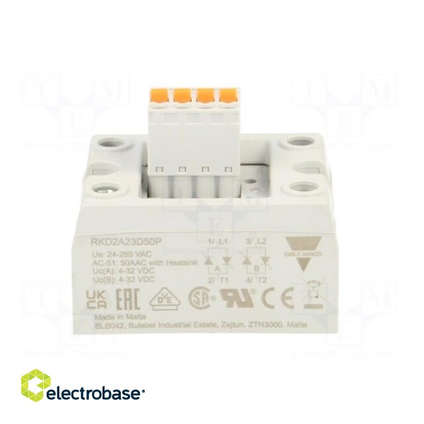 Relay: solid state | 50A | Uswitch: 24÷265VAC | 2-phase | Series: RK фото 3