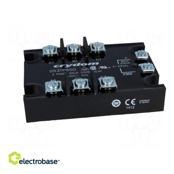 Relay: solid state | Ucntrl: 3÷32VDC | 50A | 48÷530VAC | 3-phase | IP00 фото 3