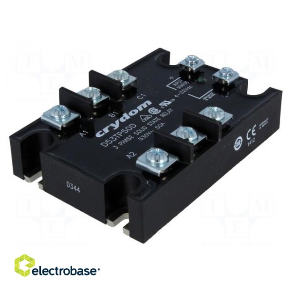Relay: solid state | Ucntrl: 3÷32VDC | 50A | 48÷530VAC | 3-phase | IP00 image 1