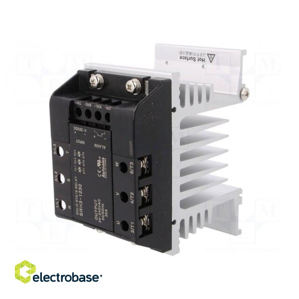 Relay: solid state | 30A | Uswitch: 24÷240VAC | 3-phase | Series: SRH3 image 1