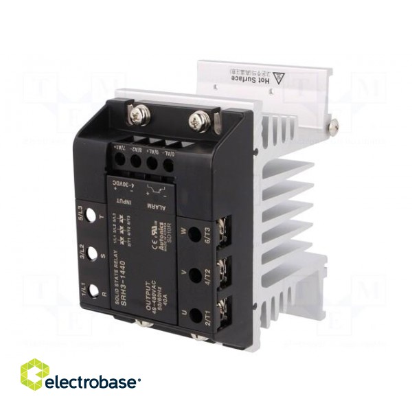 Relay: solid state | Ucntrl: 4÷30VDC | 40A | 48÷480VAC | 3-phase | DIN image 1