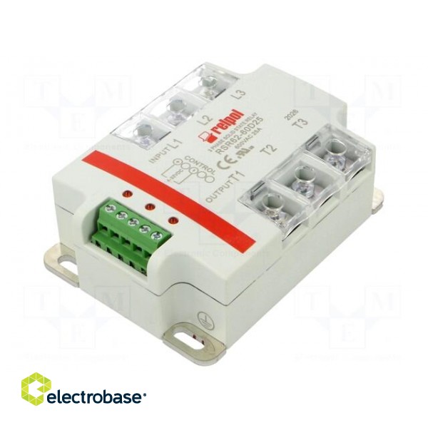 Relay: solid state | 25A | Uswitch: 24÷660VAC | 3-phase | Series: RSR62 paveikslėlis 1