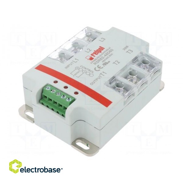 Relay: solid state | Ucntrl: 4÷32VDC | 60A | 24÷530VAC | 3-phase | IP20 image 1