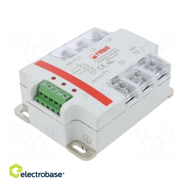 Relay: solid state | 80A | Uswitch: 24÷660VAC | 3-phase | Series: RSR62 image 1