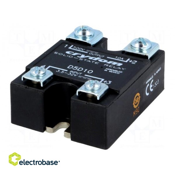 Relay: solid state | Ucntrl: 3.5÷32VDC | 10A | 1÷500VDC | Series: 1-DC paveikslėlis 1