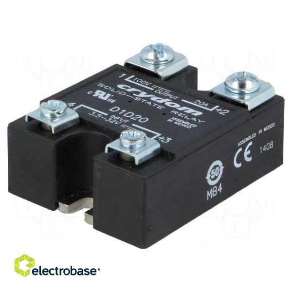 Relay: solid state | Ucntrl: 3.5÷32VDC | 20A | 1÷100VDC | Series: 1-DCL image 1