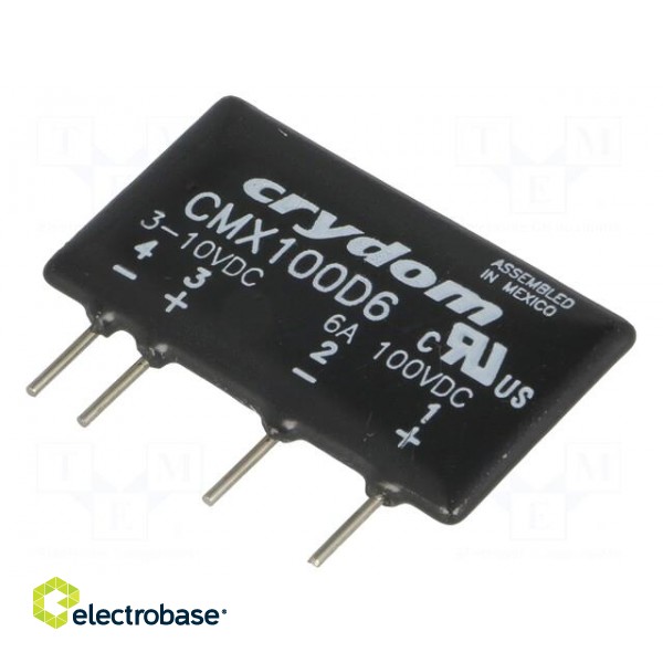 Relay: solid state | Ucntrl: 3÷10VDC | 6A | 0÷100VDC | THT | SIP