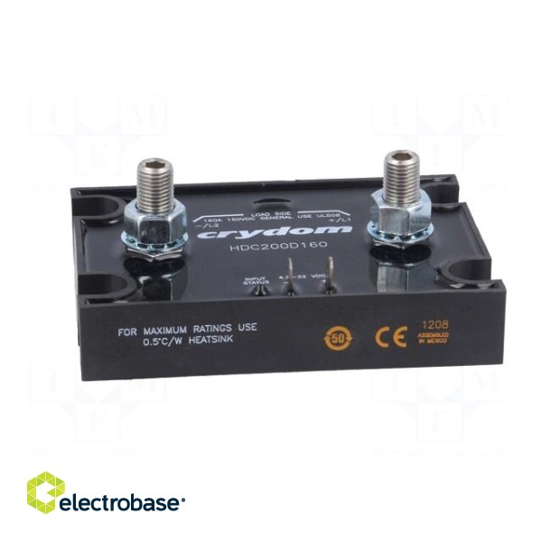 Relay: solid state | Ucntrl: 4.5÷32VDC | 160A | 7÷150VDC | Series: HDC image 3