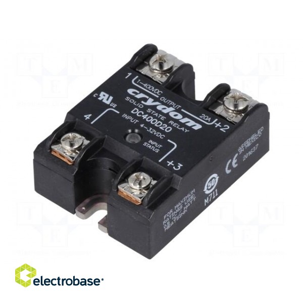 Relay: solid state | Ucntrl: 4÷32VDC | 20A | 1÷400VDC | Series: DC400 фото 1
