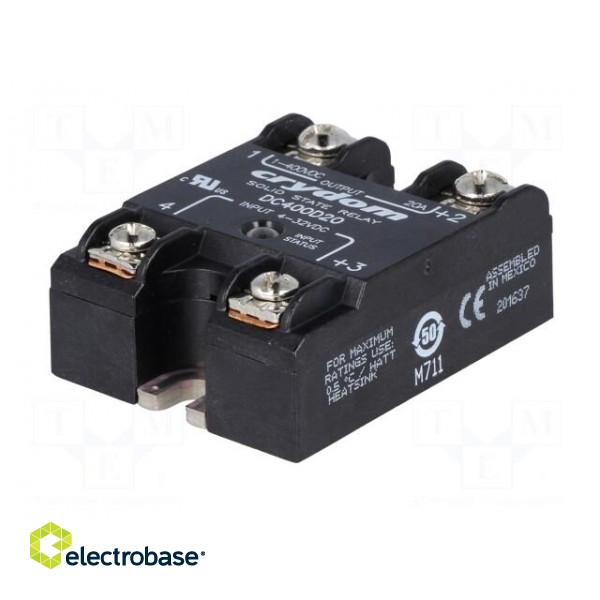 Relay: solid state | Ucntrl: 4÷32VDC | 20A | 1÷400VDC | Series: DC400 фото 2