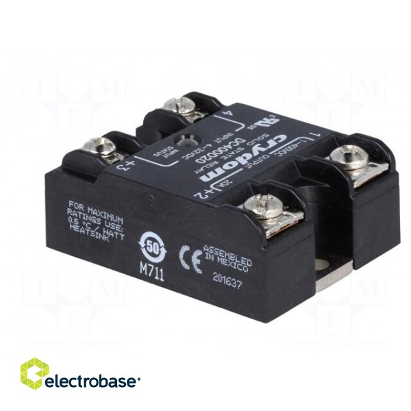 Relay: solid state | Ucntrl: 4÷32VDC | 20A | 1÷400VDC | Series: DC400 фото 4